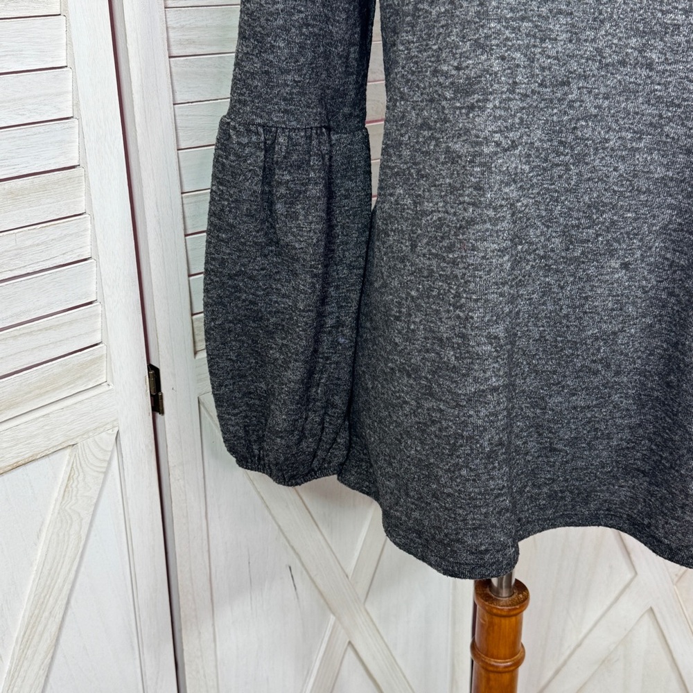 Absolutely Famous Bishop Long Sleeve Knit Top Charcoal Grey Medium Dark Poet - Picture 6 of 12
